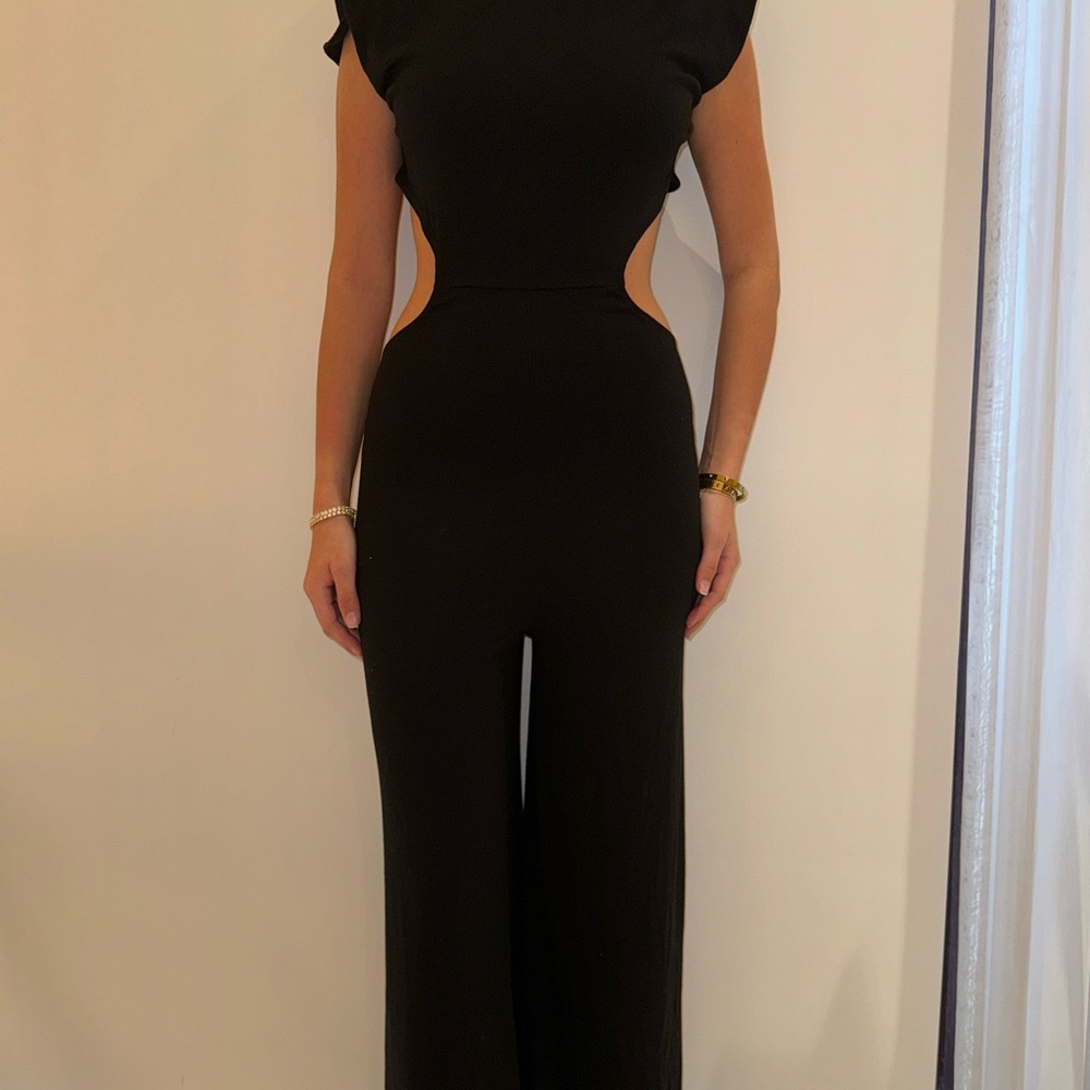 Nurielle black flare bottom jumpsuit